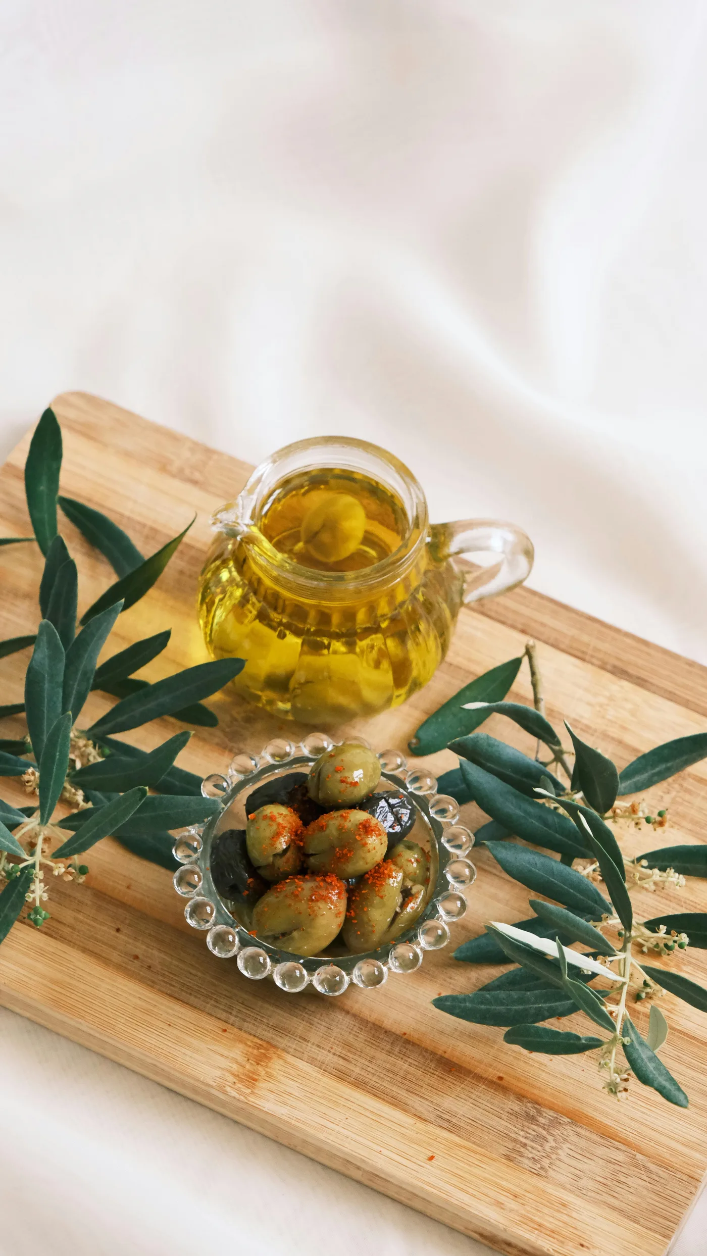 Fresh olives and premium olive oil
